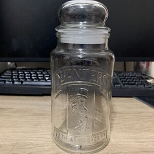 Vintage Planters Peanuts Glass Jar w/ Lid 75th Anniversary Mr Peanut 1981